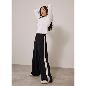 Mint Velvet Black Side Stripe Wide Trousers